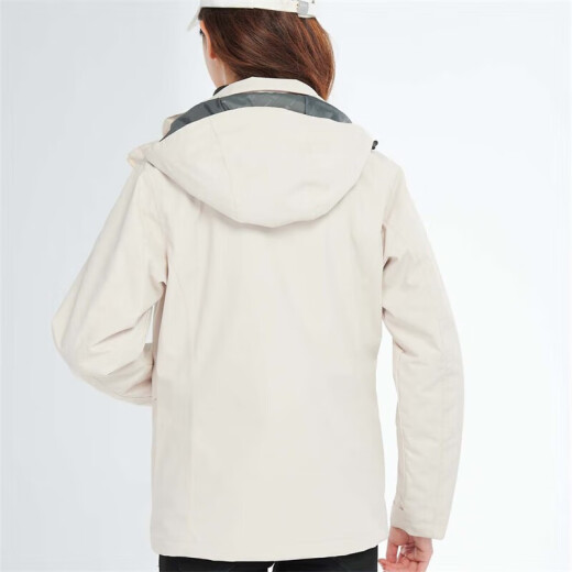 BRELRMON韩版冲锋衣女男防风户外防寒三合一保暖可拆卸滑雪登山服夹克外套 HS12805米白-女 S