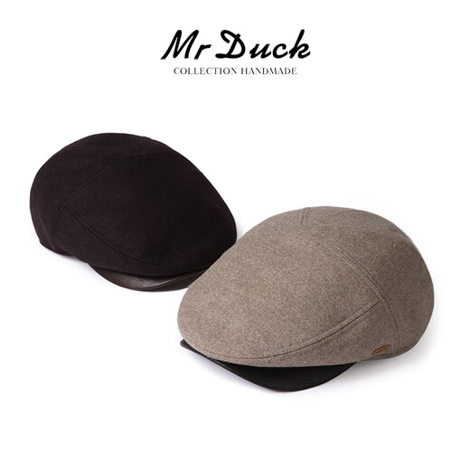 Mr DUCK limited edition British Marling&Evans lambskin cap men's winter high-end forward hat warm taupe (100% merino lambswool)-MW461101 L (58-59cm)