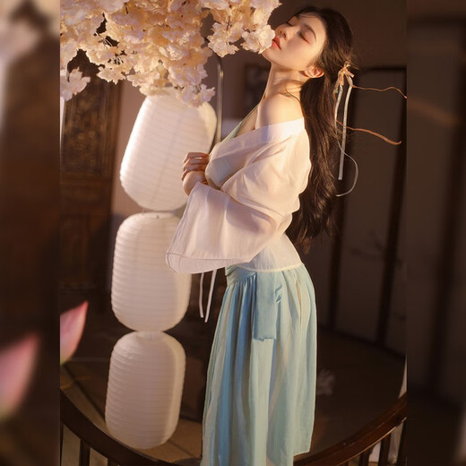 
Women's pajamas sexy suit Role play uniform seductive short skirt Secretary uniform Maid battle robe 6198 lace spliced ​​retro pleated suspender skirt + pants