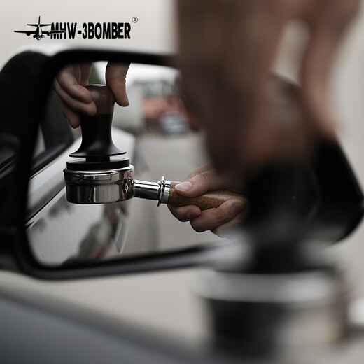 MHW-3BOMBER Bomber Solid Wood Bottomless Handle Bo Fu/E61/La Ma Extraction Modified Coffee Machine Accessories Solid Wood Bottomless Handle-58mm Universal-Three Ears