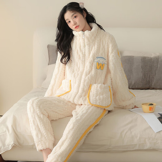 Modal Coral Fleece Couple Pajamas Women's Winter Plus Velvet Thickening Warmth Autumn and Winter 2025 New Men's Home Clothing Set CM2033 Velvet One Male One Female M Female + Male XL