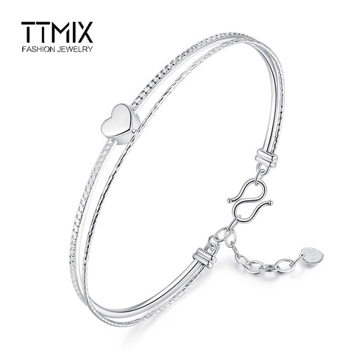 TTMIX fashionable platinum bracelet for women pt950 love platinum bracelet chain heart shape for girlfriend 7.3-7.5g 56mm
