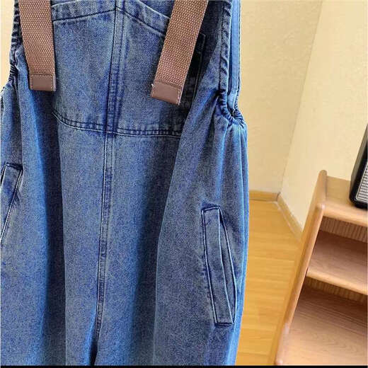 Spring and autumn styles of pregnant women wearing denim trousers age-reducing new large size loose small maternity suit autumn suit denim overalls + top (suit) XL (125-140Jin [Jin equals 0.5 kg])