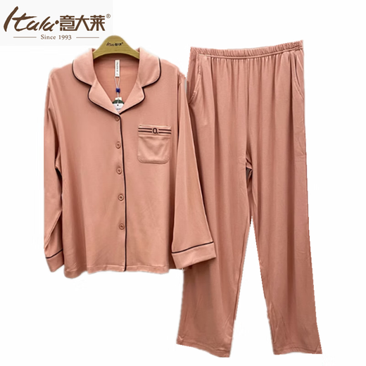 Italai couple's big red pajamas autumn and winter medium thick silkworm pupa protein velvet marriage year can wear couple's home clothes outside 4855 deep orchid-men's style XL