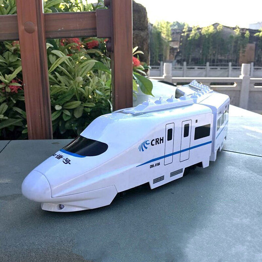 Train de train de grande vitesse de grande taille pour enfants Train Toys Boy Electric Small Track Track Car Model 58 cm Sound and Light Universal Harmony Four Carriage Ordinary Battery Version