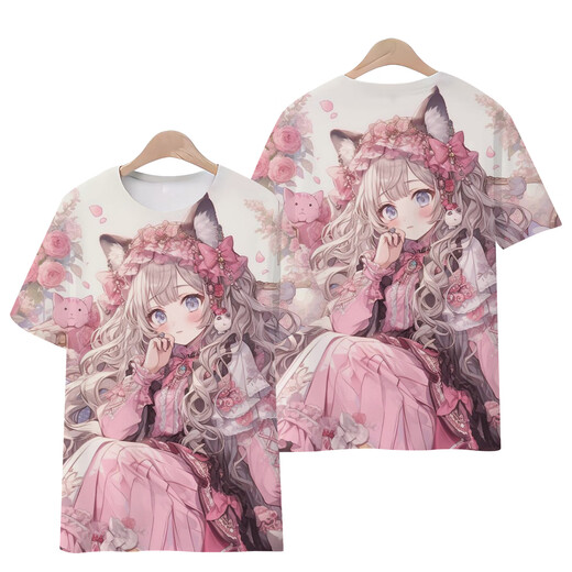 2025 Frühling Neues 2D-Animations periphere niedliche gedruckte kurzärmelige T-Shirt für Frauen Sommer New Lose Top T6187 L 100-110
