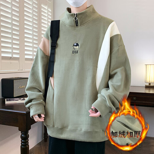Boledi autumn and winter 12-15-year-old junior high school boy plus velvet thickened sweatshirt 16 teenagers big children's base shirt top MQ-9793 black (with velvet thickened) high quality 170 XL (recommended 110-130Jin [Jin equals 0.5 kg])