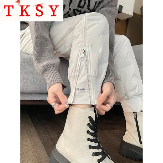 TKSY2026 New Fashion Down Pants Women's Outerwear Winter Northeastern Wearable Warm Overalls Loose White Duck Down Pants White L 106-115Jin Jin is equal to 0.5 kg