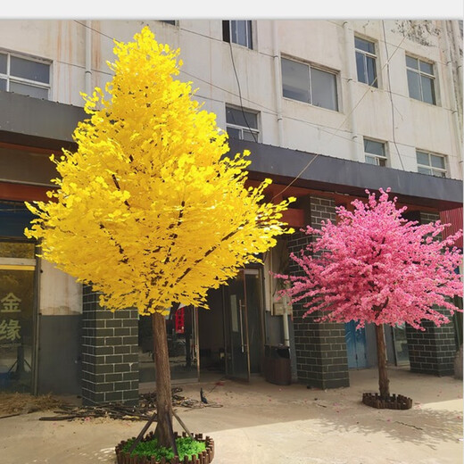 Hua e flow large simulation ginkgo tree simulation tree wedding restaurant hotel interior decoration golden wishing tree props tree fake tree (round) 2 meters high and 2 meters wide