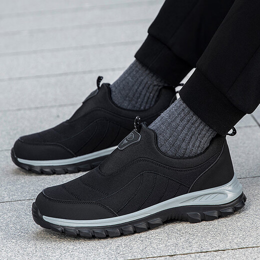 Zulijian Master Old Men's Autumn Thickened Casual Shoes Soft Sole Anti-Slip Leather Surface Older Stroller Women 9207 Black Men's Spring and Autumn Style One-Step 41
