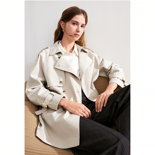 Betu women's autumn new style windbreaker loose and versatile slimming temperament windbreaker jacket for women 2408T63 apricot S