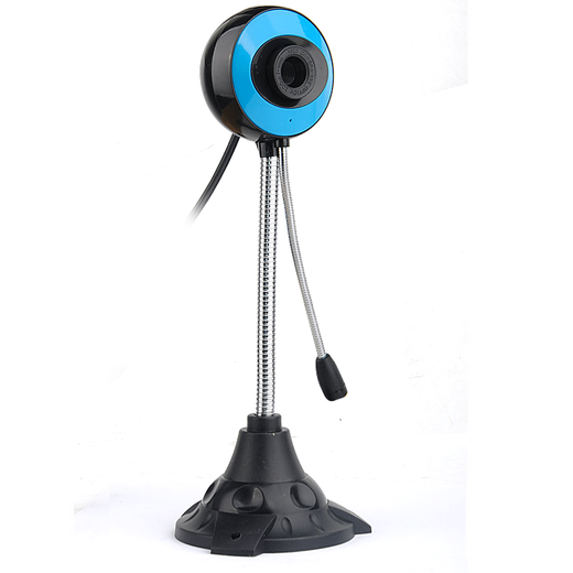 品怡 USB电脑摄像头带麦克风高清视频摄像头台式机免驱视频  圆形大眼蓝色