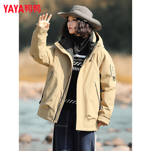 鸭鸭短款羽绒服男装2025冬季加厚情侣宽松休闲工装保暖羽绒外套衣服 YE3B717915W深军绿 XL 【建议145-165斤】
