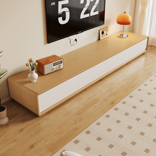 Pashaman Log Style Style Massivholz TV-Schrank Schrank Aufbewahrungsschrank integrierter Wand Wohnzimmer Haushalt Einfacher Bodenschrank 6189y [Log Style Solid Wood] 2,4-Meter-TV-Schrank Designer Neues Modell