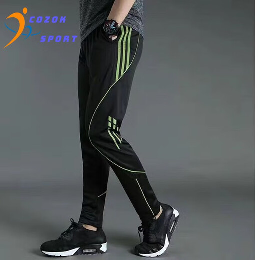 Cozok Summer Sportshosen Männer lose Kälber, Rad- und Fitness -vielseitige Trendy Casual Hosen Fußballtraining Hosen 9680 Schwarz und Rot (dünner Stil) 3xl Größe