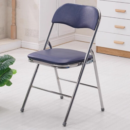 Yuxuanling Ecological Official Direct Sales Stainless Steel Folding Chair Electroplated Stool Home Back Chair Dining Chair Office Old Fashioned Reinforced Thickened Red Paint