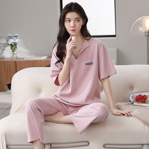 
Year of the Snake Year of the Year of the Pajamas Women's Pure Cotton Summer Short Sleeve Trousers Red Loose Outdoor Outdoor Cotton Set YSH-679 2XL Code 140-160Jin [Jin equals 0.5 kg] Reservation shrinkage