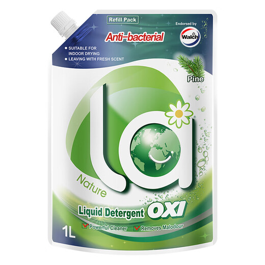 Walch La aerobes Waschmittel, 1 l, Sterilisator mit Kiefernduft, Milbenentferner, Schimmelentferner, Fleckenentferner, Nachfüllpackung für Handwäsche