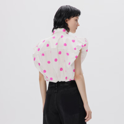 Jnby/Jiangnan tela Camisa de lunares de otoño e invierno para mujeres Diseño de burbujas de hombro Un solo sazón sin mangas 5N7211060 690/polvo mixto xs xs