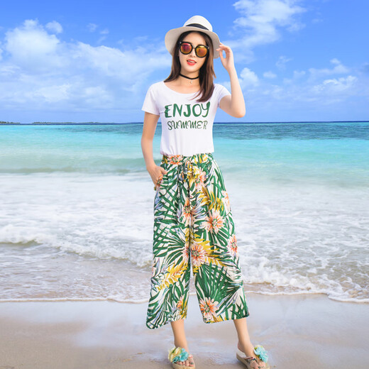 Buenpu parent-child clothing for a family of three, summer short-sleeved suit, beach clothing, family clothing, beach vacation, Internet celebrity family clothing, white 90 boys