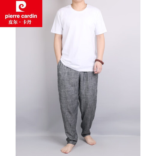 Pierre Cardin Pierre Cardin Brandneue Retro -Leinen Harem Hosen Herren Baumwolle und Leinen Casual Hosen Loose Trendy Herren Slim Hosen grau m