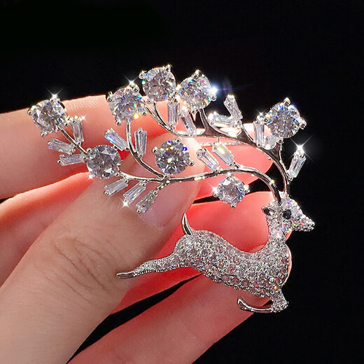 SENDME A deer has you brooch, high-end corsage, suit pin, women's high-end coat collar pin, birthday gift for girlfriend, bright elk brooch, type A