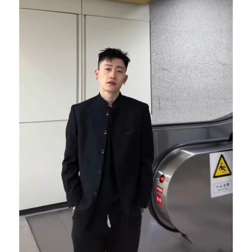 JIAYE high-end handsome new Chinese tunic jacket men's spring and autumn Zhao Shanhe same style casual stand collar suit jacket trend #black single jacket L recommended 105-120Jin Jin equals 0.5 kg