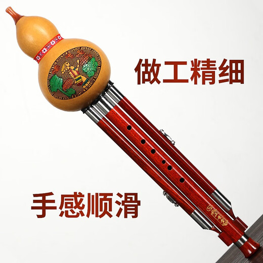 正音堂葫芦丝云南乐器成人专业演奏双调红木管浮雕三音款儿童初学 专业演奏红木管大G调
