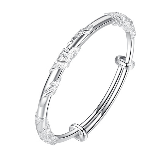 Flowers and Brocade Silver Bracelet Women's 999 Silver Bracelet Solid Gift to Girlfriend 520 Valentine's Day Birthday Gift 30g Flowers and Brocade Gift Box + Certificate
