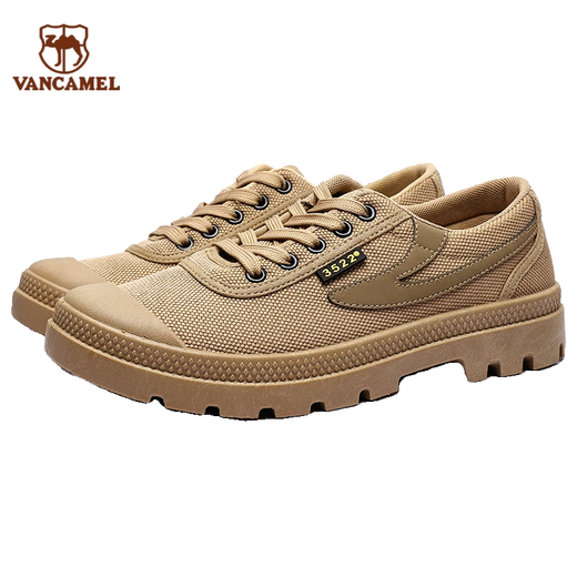 Western Region Camel 3522 Camel Camel 3522 Casual Anti-Slip Breathable Hiking Shoes Canvas Shoes Soft Sole Wear-Resistant Hiking Outdoor Authentic Labor Protection Shoes Men 43 Improved Liberation Shoes (Fashionable Model) x Kaki