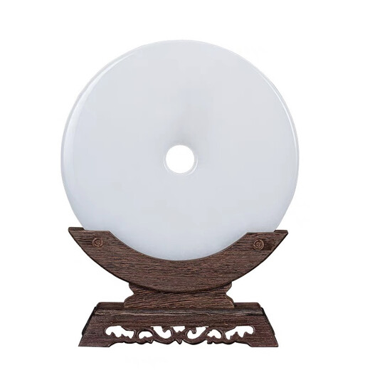 Jixiangyuan Natural Jade Safety Schnuckle Ornamente Neue Zuhause Züge zum Haus, berühmtes Wohnzimmer BO Ancient Rack Jade Platte Neue chinesische Rotweinregal Eingangsdekoration Ornamente Eröffnung und Umzug Firma Business Gift Customization Boutique Weiße Jade 20cm + Tripod + Zertifikat
