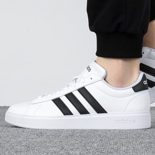 阿迪达斯（adidas）官方舰店男鞋 夏季新款运动鞋耐磨德训鞋滑板鞋透气休闲鞋男 9195-白色-皮质三条纹板鞋 41