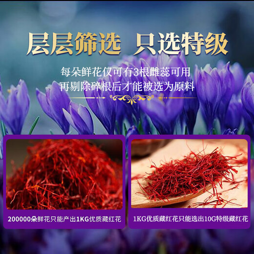 歌狮坦 伊朗进口藏红花 6g/盒 番红花 精选优质全红长丝西红花送礼