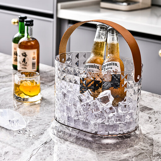 Yunxu Ice Bucket Household Coke Beer Ice Wine Bucket Transparent Picnic Beverage Bucket High-Looking Storage Bucket Internet Celebrity Ice Bucket White Pack of Two
