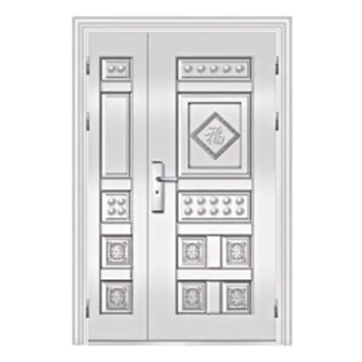 Двухдверная противоугонная дверь Qilicai из нержавеющей стали, наружная 304, солнцезащитная и нержавеющая дверь, двойная дверь, бытовая входная дверь в сельской местности, двухдверная дверь с шестиугольной сеткой, 1180*2050, аутсорсинг a