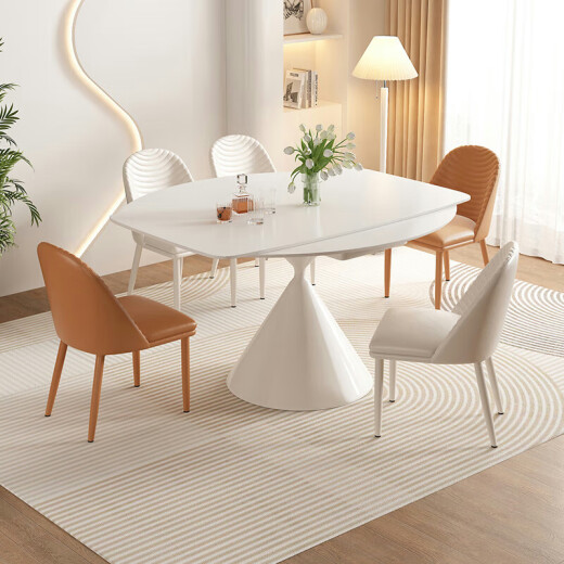 Pashaman (Pashaman) Mesa de comedor de la losa de roca y la combinación de silla Modern de apartamento pequeño estilo crema para el hogar 1.5m Mesa de comedor + 6 sillas 1805Y