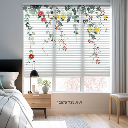 
Venetian blinds/folding curtains/Roman curtains Shangri-La curtains blinds Living room bedroom bay window floor-to-ceiling windows without shading 13571 Flower Fairy 1 piece
