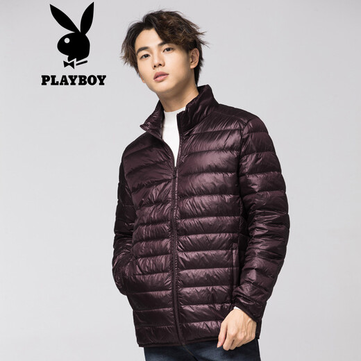 Playboy PLAYBOY 2019 Autumn and Winter Lightweight Down Jacket Men's Short 90 White Duck Down Stand Collar Casual Down Jacket 68880161 Seaweed Purple 175/XL