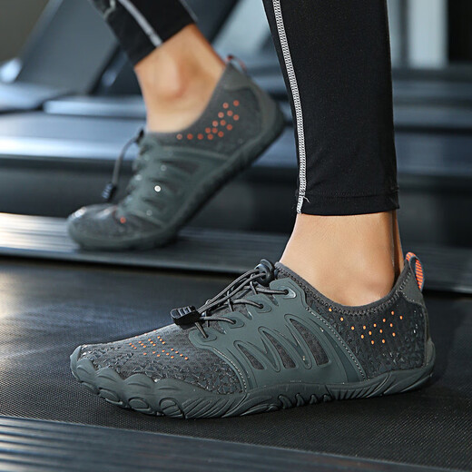 Leopard Trace (BAOJEE) new large size wading shoes for men, quick-drying, non-slip, river-trapping shoes, thick-soled breathable five-finger shoes, women's indoor fitness shoes, soft soles 528 green 35