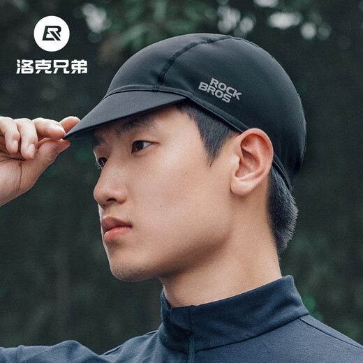 Rock Brothers Cycling Cap Fleece Warm Windproof Hat Mountain Road Bike Helmet Lined Hood Men Black/Fleece