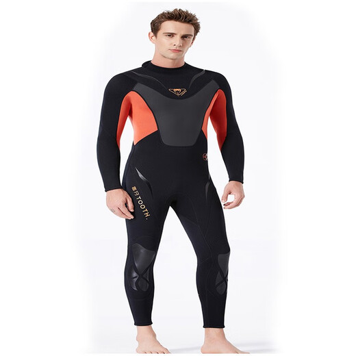 New 3mm wetsuit men's wet one-piece warm snorkeling suit long-sleeved cold-proof surfing winter swimsuit WS-19495 Black M