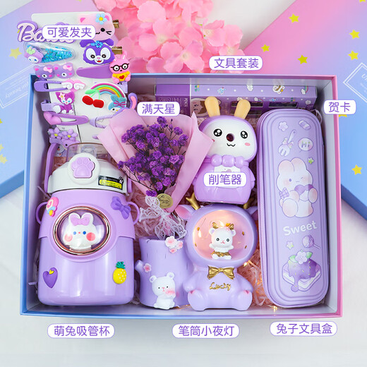 Regalos de cumpleaños para niños para niñas, estudiantes de primaria de 3 a 14 años de papelería de alta gama Juego de juguetes prácticos Princesa Purple Princess High Got de género Veinte