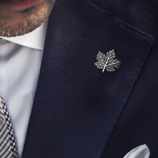KFLK retro leaf brooch high-end lapel pin button collar corner buckle men's suit suit clothing accessories maple leaf badge silver black retro leaf K125 1 piece