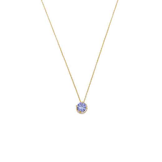 Keshan Japanese Tanzanite 18K Gold Necklace Light Luxury Amethyst Akado Pendant Light Luxury Niche Gift for Best Friend