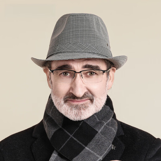 QIPEIER Dad Hat Men's 2025 Autumn and Winter New Middle-aged and Elderly Top Hat Grandpa Fashion Retro British Jazz Hat Hemp Dark Gray 57CM