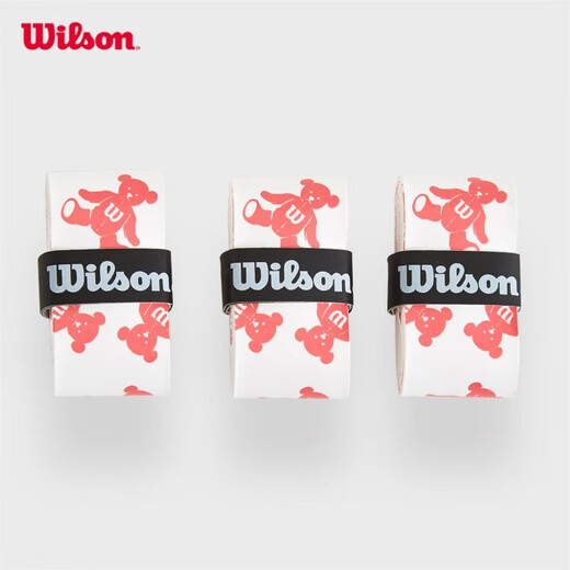 Wilson Tennis Racquet Sweat-Absorbent Leather Grip Handle Leather Gel Bear Model Series Light Color Dry Moisture Absorbent Anti-Slip Summer Recommendation/Dry-Little Pink Bear