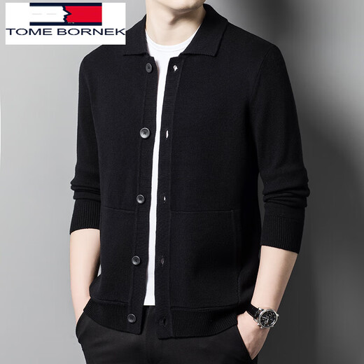 Tommy Shekelly Tommy Tommy 2024 00% Strickjacke für Herbst und Winter 2024 Herrenstrick Jacke Casual Revers Top Grey 170/50/L