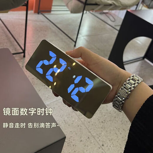 Connect the Yunmao Xiaomi Mi Mijia General Ins Simple LED Luminous Alarm Clock Desktop Mirror Clock Temperature Sleeping Battery 719 Black LED Mirror Clock - Battery + USB Cable