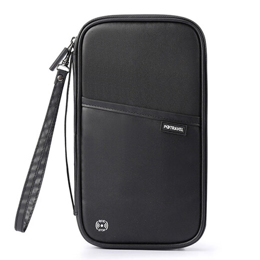 POTRAVEL.DESIGN Passport Bag rfid anti-theft and anti-reading ticket passport holder for men and women going abroad large-capacity document bag for travel black