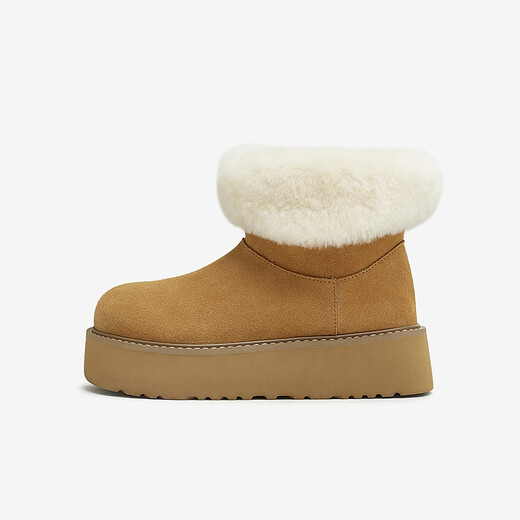 Bestou Mianmian Snow Winter Shopping Mall New Warm Snow Boots Birkenstock Chaussures épaisse semelles Coton pour femmes L5228DD4 Camel 37